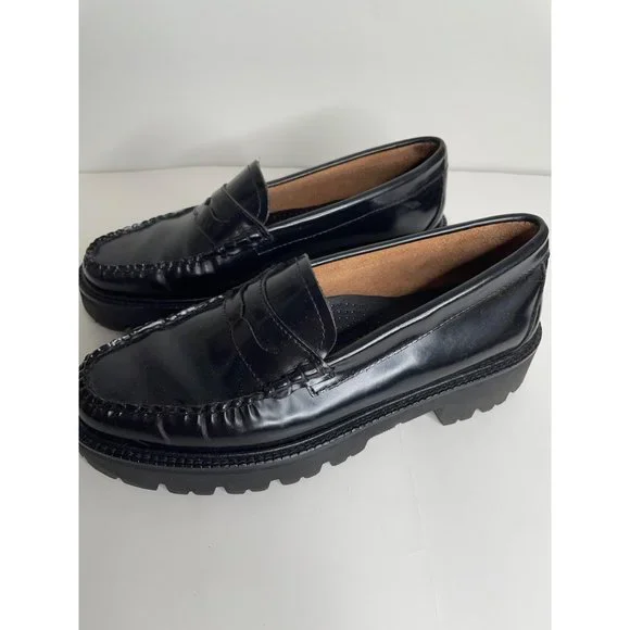 New Weejuns by G.H. Bass Whitney Super Lug Sole Penny Loafer Size 6 Black - Picture 2 of 8